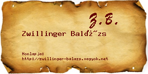 Zwillinger Balázs névjegykártya